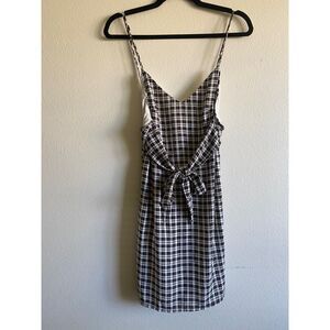 Forever 21 Plaid Low Back Spaghetti Strap Front Tie Mini Dress SIZE S